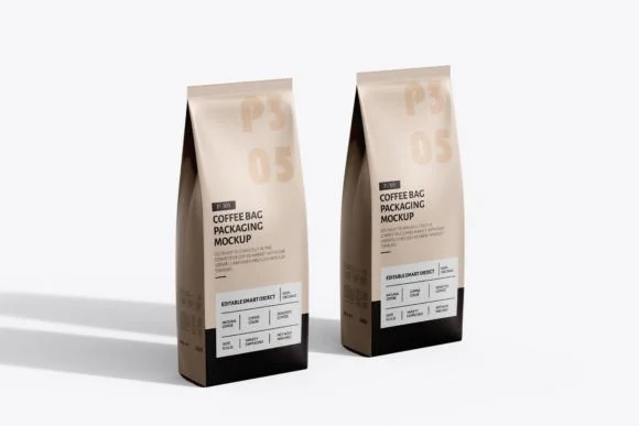 2 Coffee Bag Mockup PSD