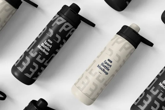 2 Sports Water Bottle Mockup PSD