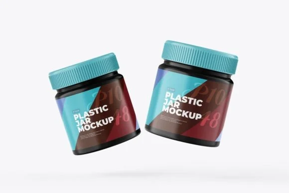 3 Plastic Jar Mockup PSD