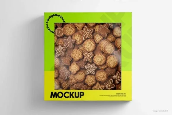 4 Biscuit Cookie Box Mockup PSD