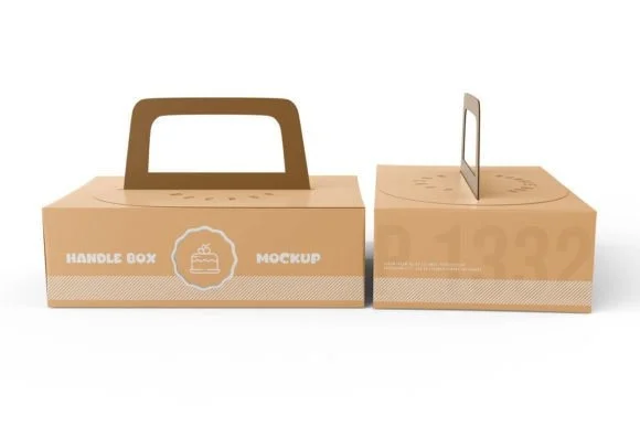 4 Paper Handle Box Mockup