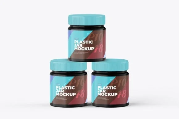 4 Plastic Jar Mockup PSD