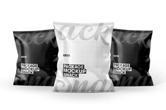 5 Snacks Packet Mockup PSD