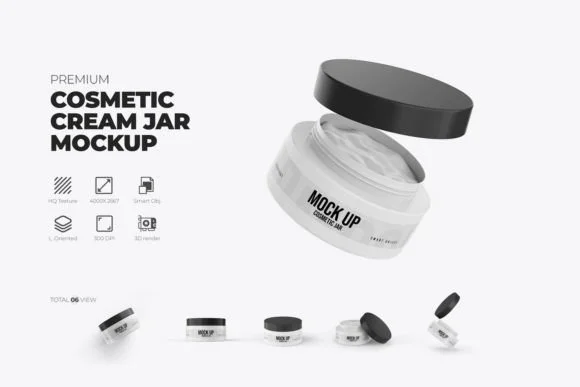 Cosmetic Plastic Jar Mockup PSD