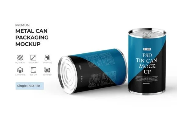 Metal Can Mockup PSD