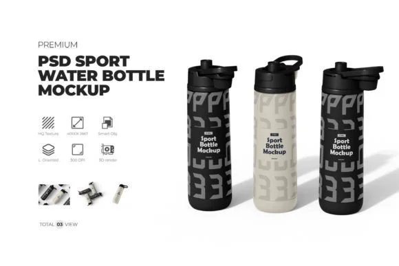 Sports Water Bottle Mockup PSD