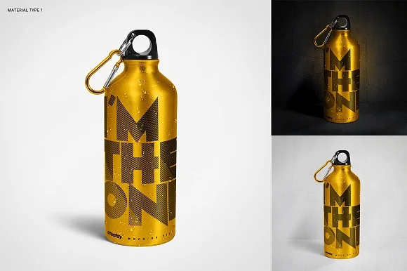 2 Aluminium Water Bottle Mockup