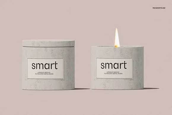 2 Candle and Box Mockup PSD
