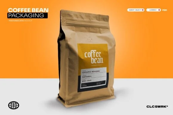 2 Coffee Pouch Mockup PSD