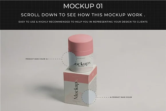 2 Cosmetic Jar & Box PSD Mockup