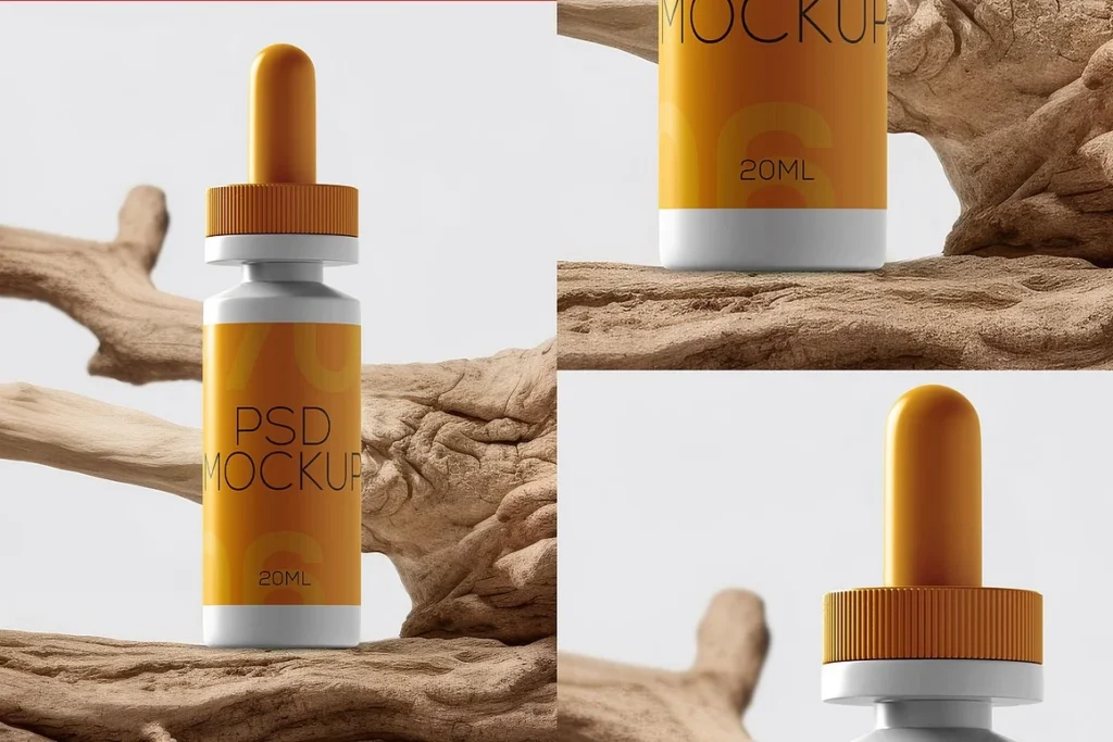 2 Dropper Medicine Bottle PSD Mockup