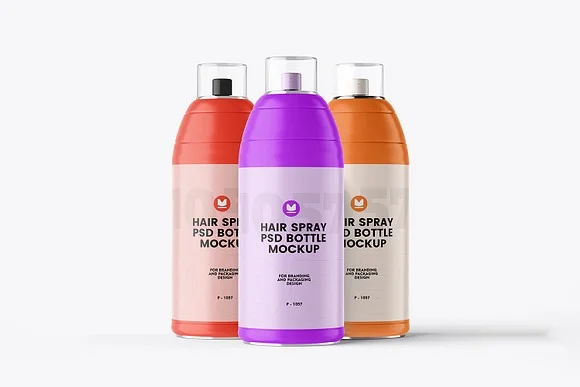 2 Hair Spray Bottle PSD Mockup