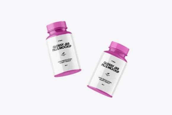 2 Medicine Pills Jar Mockup PSD