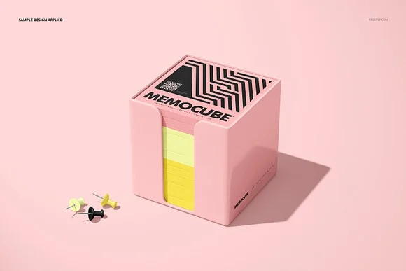 2 Memo Block Cube Mockup