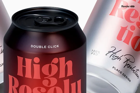 2 Metal Soda Can Mockup