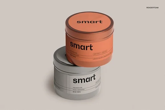 2 Metal Tin Jar Mockup PSD
