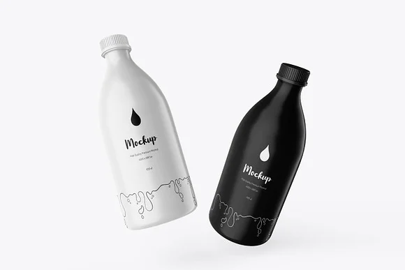 2 Milk Bottle Packaging Mockup