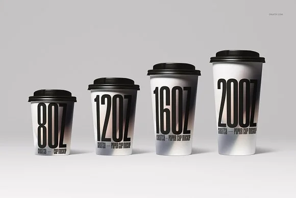 2 Paper Cups Mockup PSD