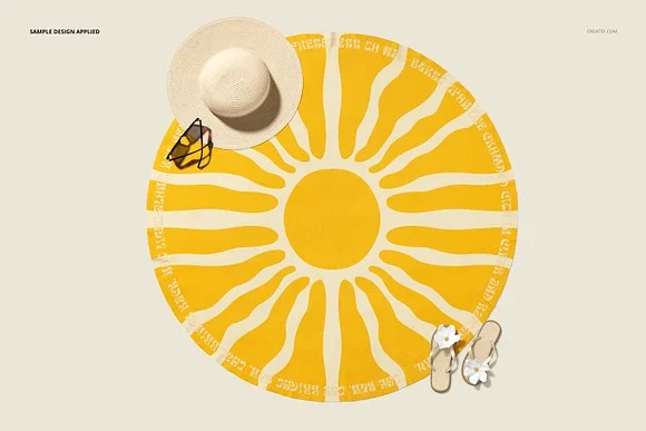 2 Round Beach Towel Mockup