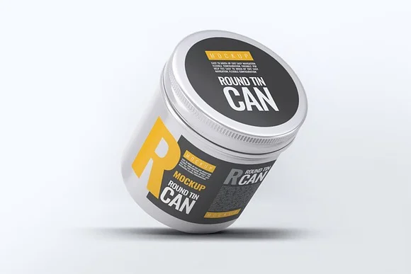 2 Round Tin Can Mockup PSD