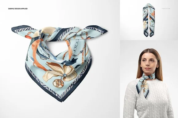 2 Silk Scarf Mockup PSD