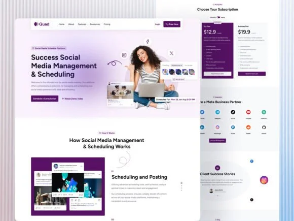 2 Social Media Management Landing Page