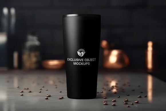 2 Takeaway Black Tumbler Mockup
