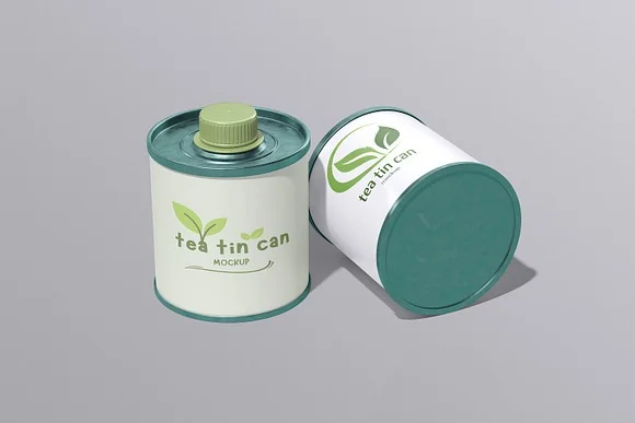 2 Tea Tin Can Mockup