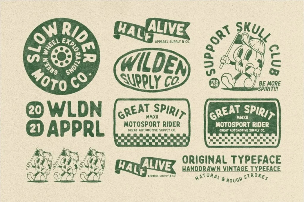 2 Wilden & Handdrawn Vintage Typeface