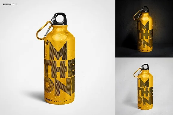 3 Aluminium Water Bottle Mockup