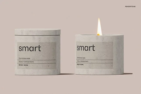 3 Candle and Box Mockup PSD