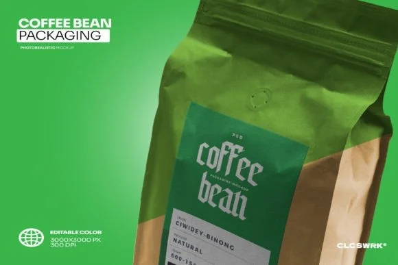 3 Coffee Pouch Mockup PSD