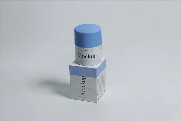 3 Cosmetic Jar & Box PSD Mockup