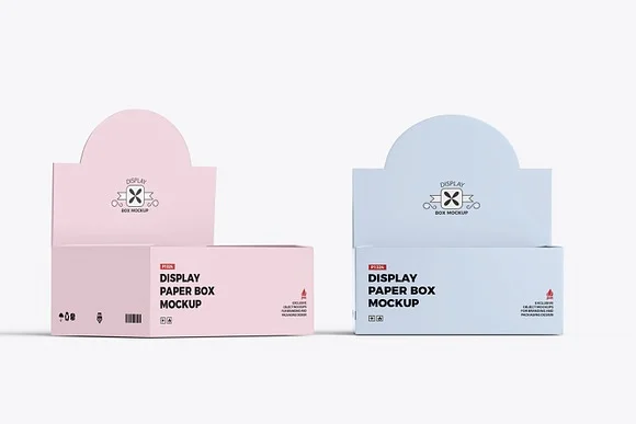 3 Display Paper Box PSD Mockup