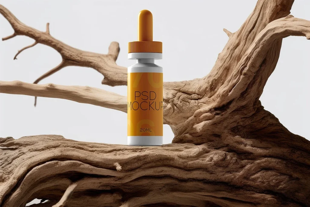 3 Dropper Medicine Bottle PSD Mockup