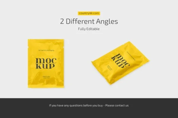 3 Foil Sachet Packaging Mockup PSD