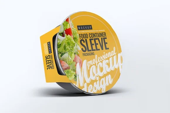 3 Food Container Sleeve Package Mockup