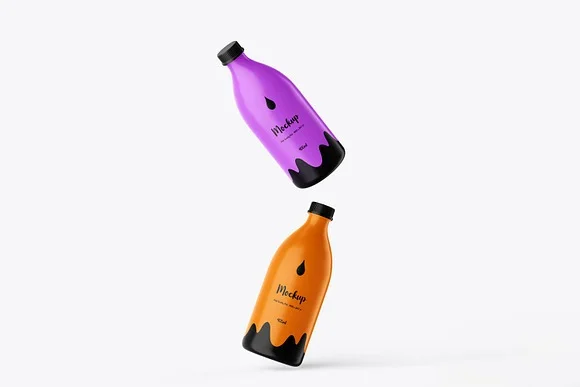 3 Plastic Milk Bottle Mockup