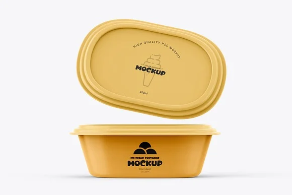 3 Plastic Tub Box PSD Mockup