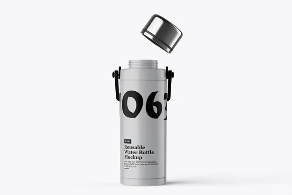 3 Portable Water Bottle PSD Mockup
