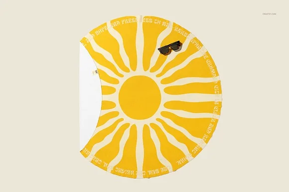 3 Round Beach Towel Mockup