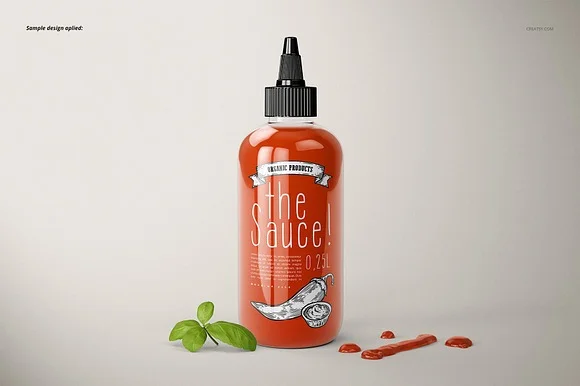 3 Sauce Bottle Mockup PSD