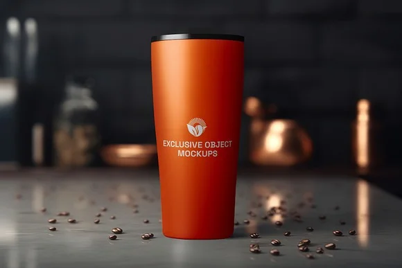 3 Takeaway Black Tumbler Mockup