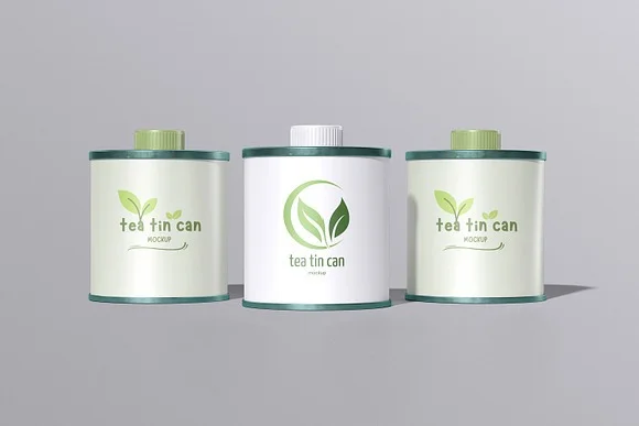 3 Tea Tin Can Mockup