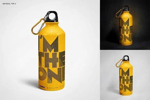 4 Aluminium Water Bottle Mockup