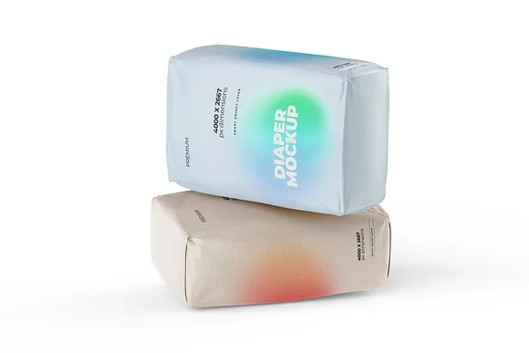 4 Diaper Packaging PSD Mockup
