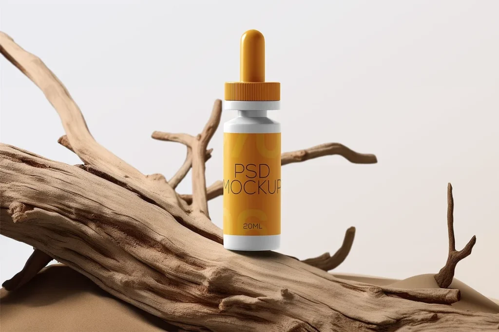 4 Dropper Medicine Bottle PSD Mockup