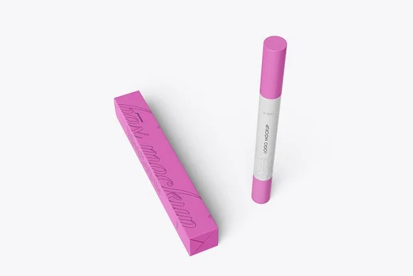 4 Glossy Lip Liner PSD Mockup