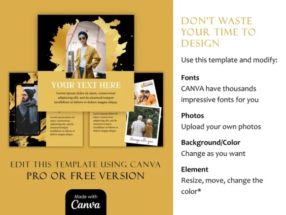 4 Gold Canva Social Media Template