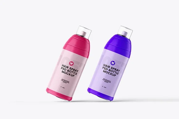 4 Hair Spray Bottle PSD Mockup